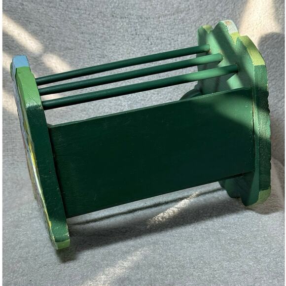 Vintage Hand Carved Wooden Basket Hummingbirds Flowers - Picture 6 of 6